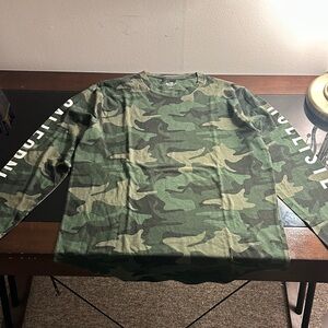 Hollister Green Camouflage Long Sleeve Tee